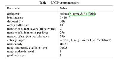 Some potential Hyperparameters for SAC